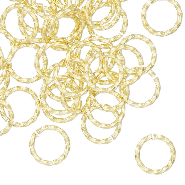 Jump ring, brass, 10mm hand-cut twisted round, 7.5mm inside diameter, 16 gauge. Sold per pkg of 50. image number 0
