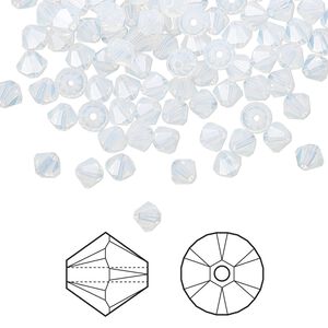 Bead 144pk white opal, Crystal Passions® 4mm bicone 5328