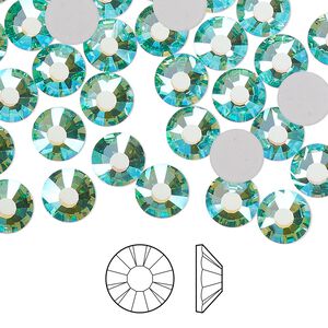 Flat back 144pk Caribbean Sea AB foil back, Preciosa MAXIMA Czech crystal rhinestone 7.069-7.272mm chaton rose round SS34