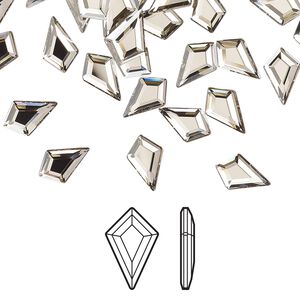 Flat back 216pk crystal silver shade foil back, Swarovski® 8.6x5.6mm kite 2771