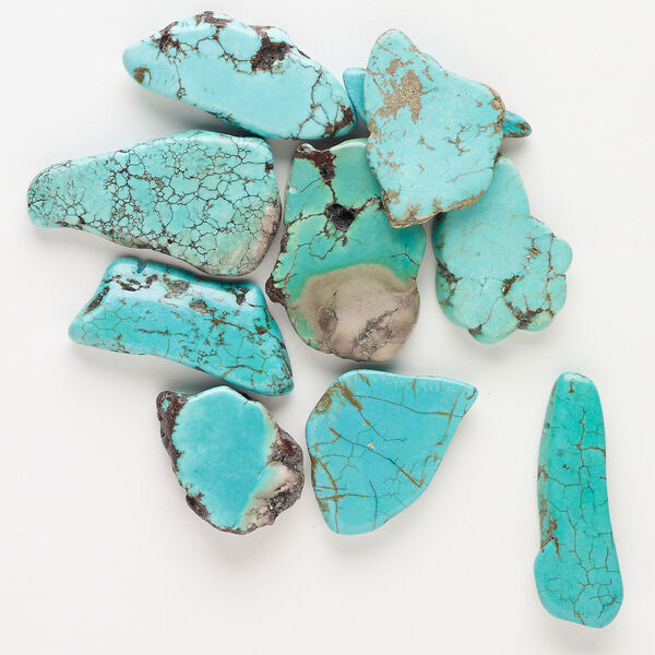 Magnesite 1pkg10, top-drilled flat-sided freeform bead mix 32x16mm-47x32mm image number 0