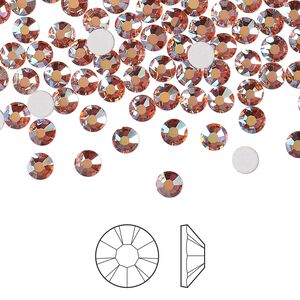Flat back 1440pk rose peach AB foil back, Preciosa MAXIMA Czech crystal rhinestone 3.8-4mm chaton rose round SS16