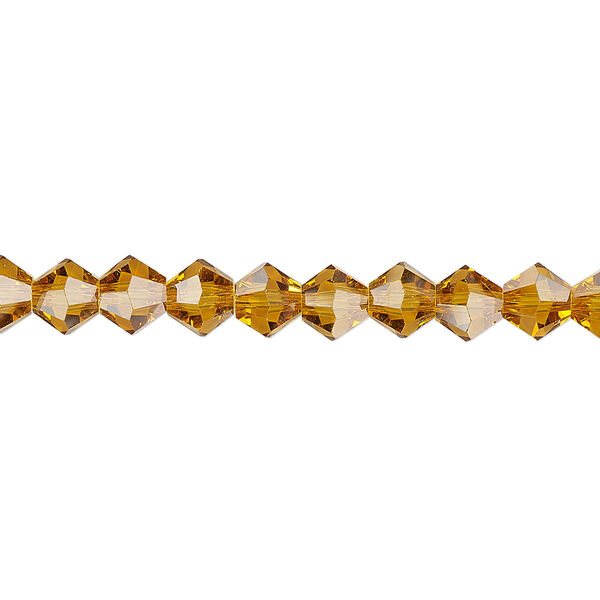 Bead 1pk transparent gold, Celestial Crystal® 6mm bicone 15.5-16 inch image number 0
