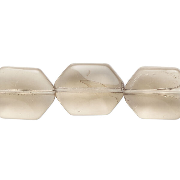 Bead, glass, translucent smoke, 16x13mm-17x14mm beveled puffed hexagon. Sold per 13-inch strand, approximately 20 beads. image number 0