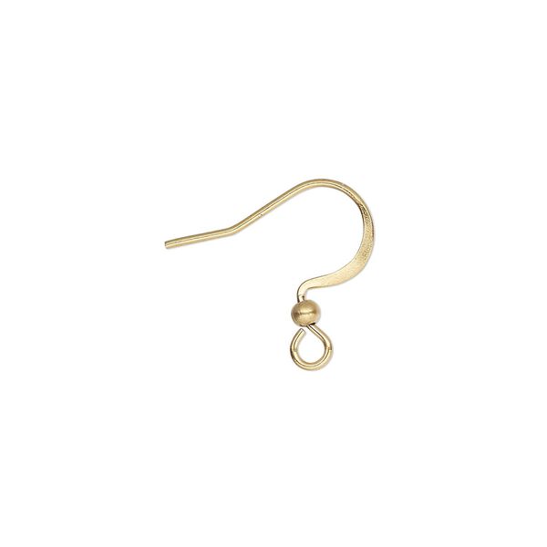 Ear wire fishhook 1pkg10, 15mm flat / 2mm ball / open loop, 21 gauge gold-finished stainless steel 5 pair image number 0