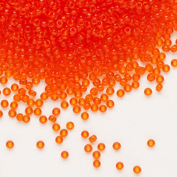 Seed bead, Preciosa Ornela Czech glass, pkg/500g, #11 rocaille, transparent dark orange, (90030). image number 0