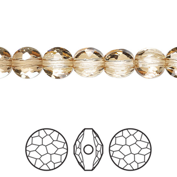 Bead 144pk crystal golden shadow, Swarovski® 8mm puffed round 5034 image number 0