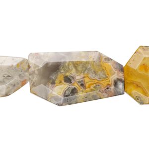 Crazy lace agate 1pkg1, faceted freeform bead natural 15.5-16 inch 40x23mm