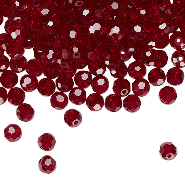 Bead 720pk Siam, Preciosa Czech crystal 4mm round image number 0