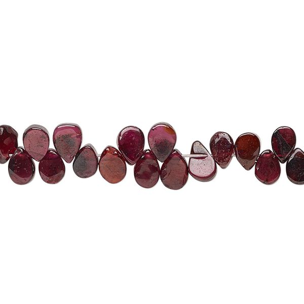 Rhodolite garnet 1pkg1, hand-cut top-drilled flat teardrop bead 6 inch 5x4mm-8x7mm image number 0
