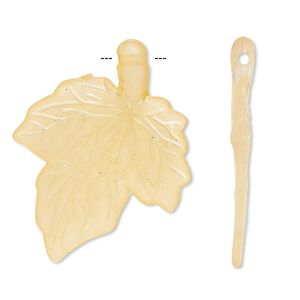 Focal, acrylic, frosted orange, 33x26mm side-drilled leaf. Sold per pkg of 50.