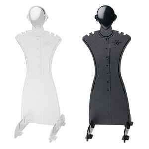 Display, necklace, acrylic, black and clear, 11-1/2 x 5 x 4 inches. Sold per pkg of 2.