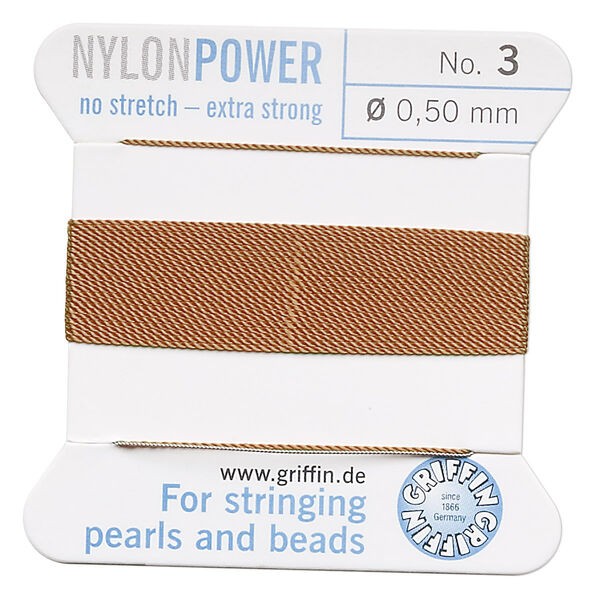 Thread, Griffin, nylon, cornelian, size #3. Sold per 2-meter card (approximately 78 inches). image number 0