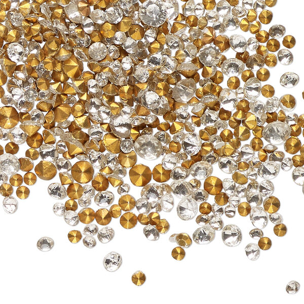 Chaton mix 5g pk crystal foil back, vintage Preciosa Czech crystal rhinestone round PP12-PP28 image number 0