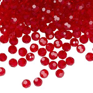 Bead 144pk light Siam, Preciosa Czech crystal 4mm round