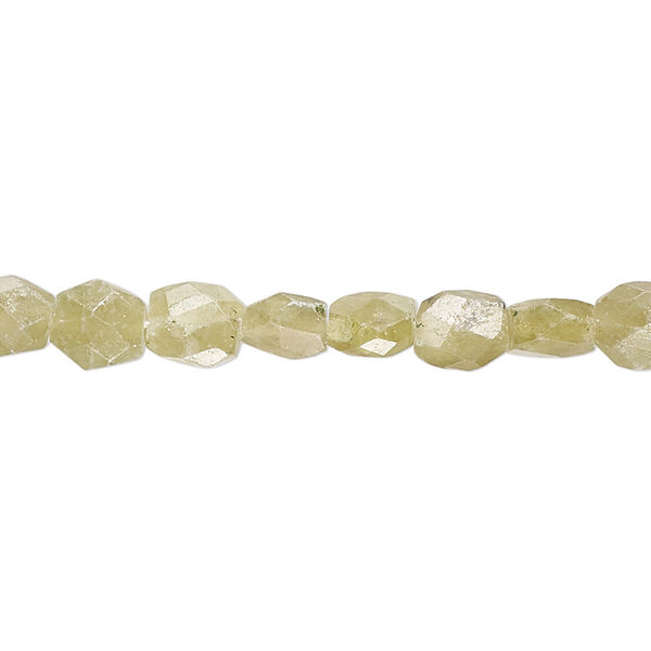 Bead, vesuvianite (natural), 6x4mm-7x6mm hand-cut faceted puffed oval, C grade, Mohs hardness 6-1/2. Sold per 15-inch strand. image number 0