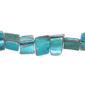 Mother-of-pearl shell 1pkg1, triangle tube bead 15 inch electric blue 6x5mm-13x9mm