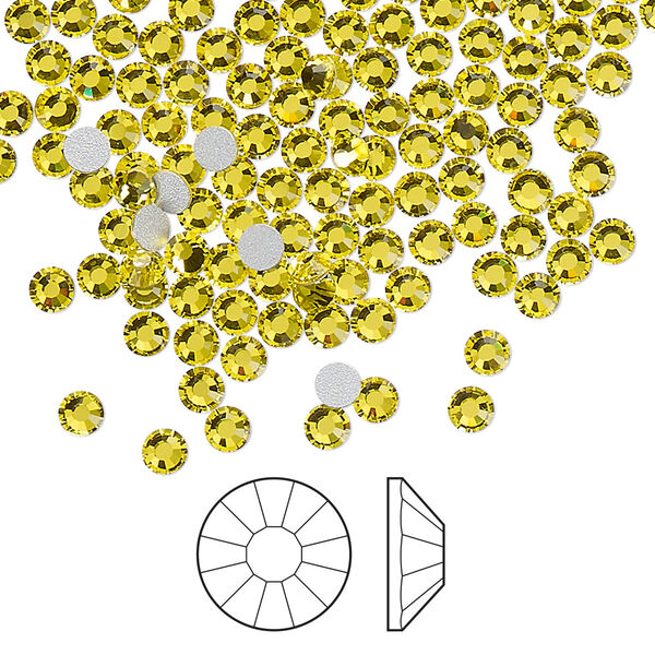 Flat back 1440pk citrine foil back, Preciosa Viva 12® Czech crystal rhinestone 3-3.2mm chaton rose round SS12 image number 0