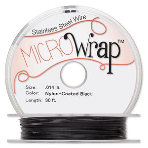 Wire, MICROWrap™, nylon-coated stainless steel, black, 1 strand, 0.014-inch diameter. Sold per 30-foot spool.
