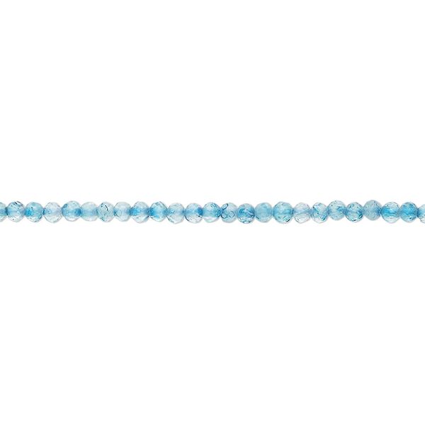 Blue topaz 1pkg1, faceted round bead natural 15.5 inch 1.7-2.2mm image number 0