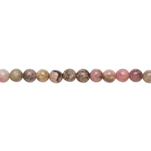 Rhodonite 1pkg1, round bead natural 15.5-16 inch 3-4mm