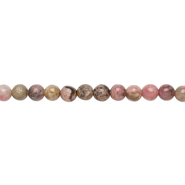 Rhodonite 1pkg1, round bead natural 15.5-16 inch 3-4mm image number 0