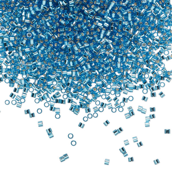 Seed bead, Delica®, glass, pkg/250g, #15 round, transparent silver-lined Capri blue (DBS-0149). image number 0