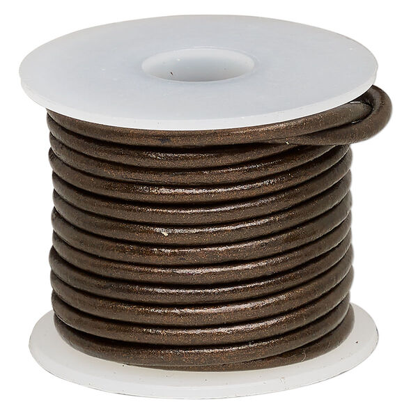 Cord, leather (coated), metallic bronze, 2mm. Sold per 5-yard spool. image number 0