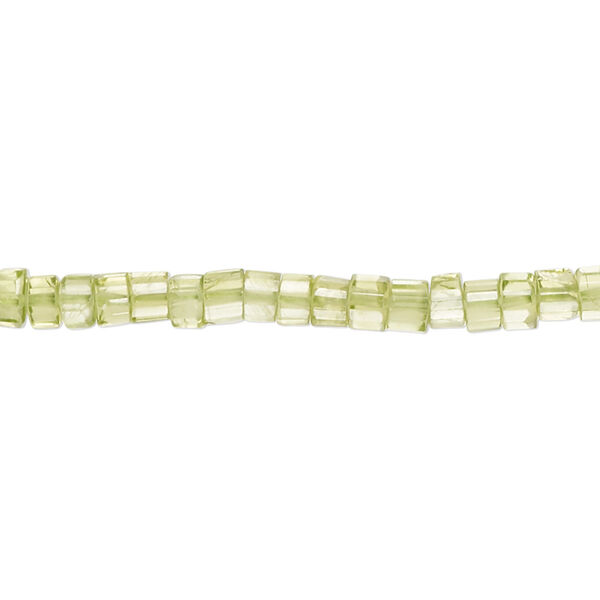 Peridot 1pkg1, hand-cut faceted heishi bead natural B+ grade, 14 inch 4x2mm-6x4mm image number 0
