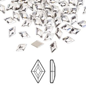 Flat back 6pk crystal foil back, Crystal Passions® 6.6x3.9mm diamond 2773