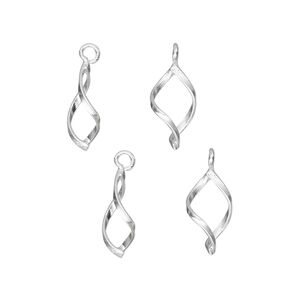Drop, sterling silver, 13x7mm marquise with flat wire. Sold per pkg of 4.