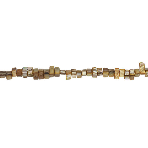 Mother-of-pearl shell 1pkg1, triangle tube bead 15 inch golden brown 8x4mm-10x6mm image number 1