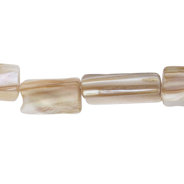 Mother-of-pearl shell 1pkg1, stick bead 15 inch light brown 15x8mm-18x12mm image number 0