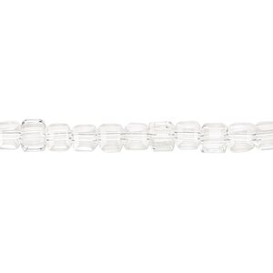 Bead 1pk 18 facets transparent clear, Celestial Crystal® 4mm cube 15.5-16 inch