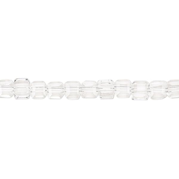 Bead 1pk 18 facets transparent clear, Celestial Crystal® 4mm cube 15.5-16 inch image number 0