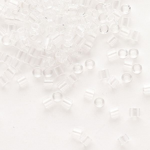 Seed bead, Delica®, glass, pkg/7.5g, #8 round, transparent crystal clear (DBL-0141). image number 0
