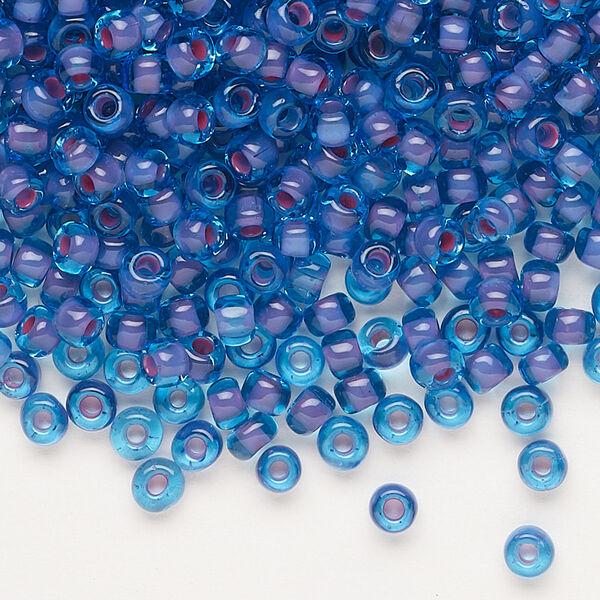 Seed bead, Dyna-Mites™, glass, translucent inside color blue lilac, #6 round. Sold per 1/2 kilogram pkg. image number 0