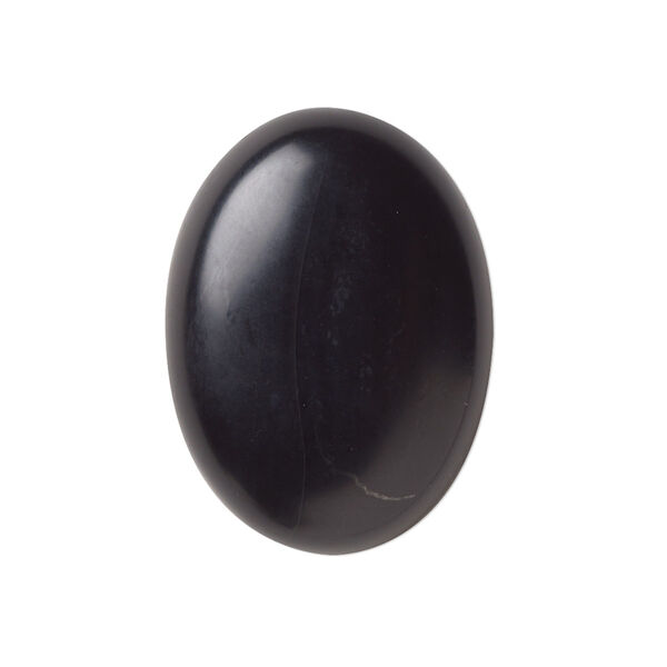 Cabochon, black onyx (dyed), matte, 30x22mm calibrated oval, B grade, Mohs hardness 6-1/2 to 7. Sold individually. image number 0