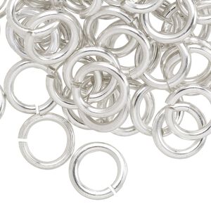 Jump ring, anodized aluminum, silver, 12mm round, 7.9mm inside diameter, 12 gauge. Sold per pkg of 100.