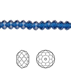 Bead 12pk dark sapphire, Crystal Passions® Regenerated 6x4mm rondelle 5040