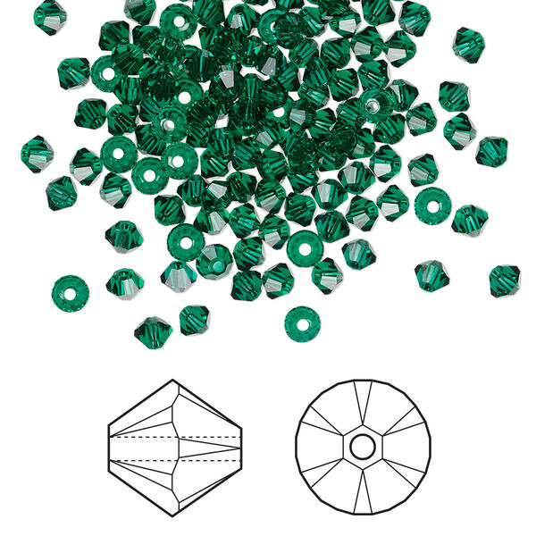 Bead 48pk emerald, Crystal Passions® 3mm bicone 5328 image number 0