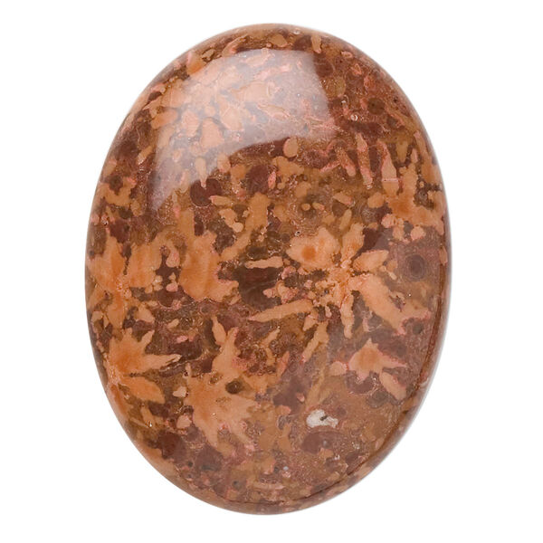 Cabochon, chrysanthemum stone (natural), 40x30mm calibrated oval, B grade, Mohs hardness 3 to 4. Sold individually. image number 0