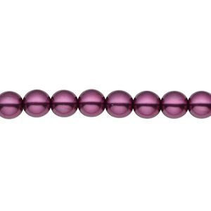 Bead, Czech pearl-coated glass druk, opaque deep fuchsia, 6mm round. Sold per 15-1/2" to 16" strand.
