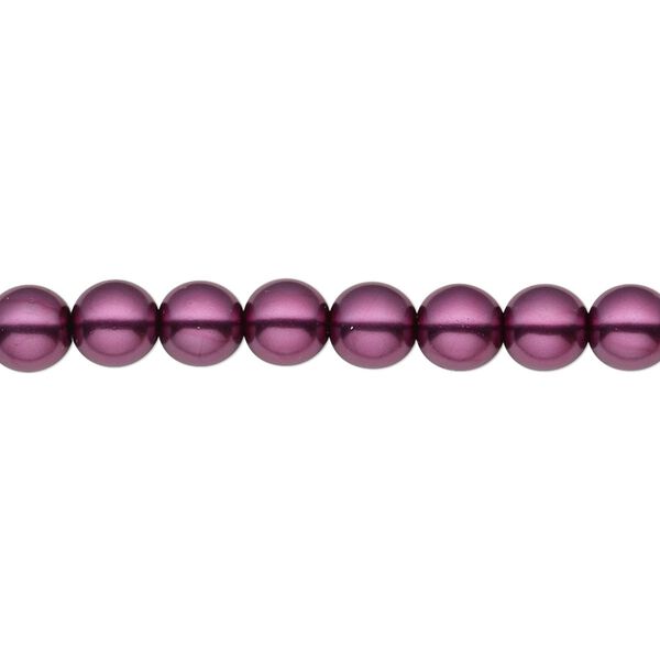 Bead, Czech pearl-coated glass druk, opaque deep fuchsia, 6mm round. Sold per 15-1/2" to 16" strand. image number 0