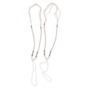 Necklace cord, macramé, imitation silk, light pink and multicolored, 2-3.5mm wide with 5-1/2 inch dangle, 20 inches with slip knot closure. Sold per pkg of 2.