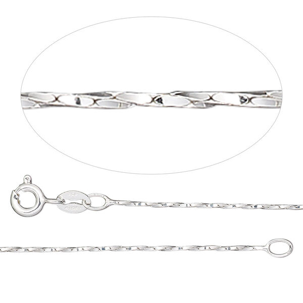 Chain, Gossamer™, sterling silver, 0.65mm twisted cable, 18 inches with springring clasp. Sold individually. image number 0