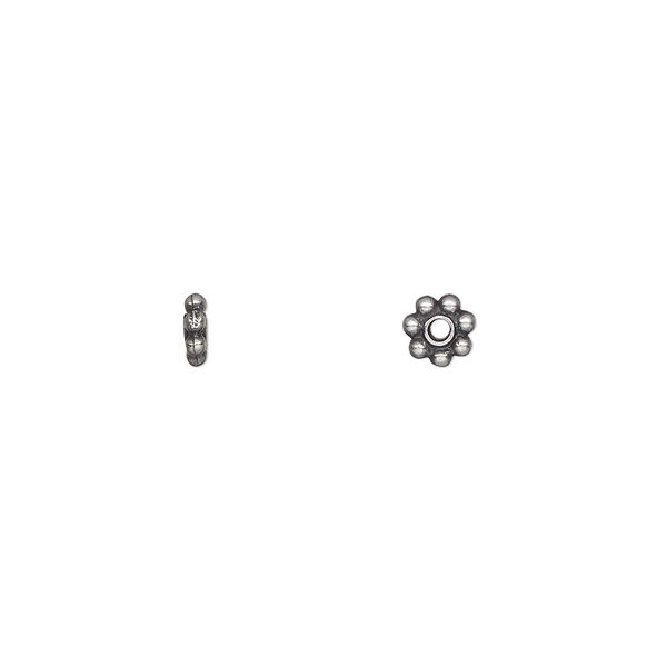 Bead, TierraCast®, pewter (tin-based alloy), 5x1.5mm beaded rondelle. Sold per pkg of 50. image number 0