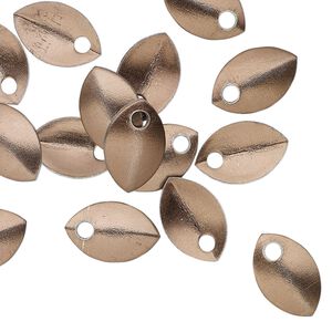 Component, anodized aluminum, brown, 11x7mm 2-sided curved scale blank with 1.5mm hole, 20 gauge. Sold per pkg of 20.