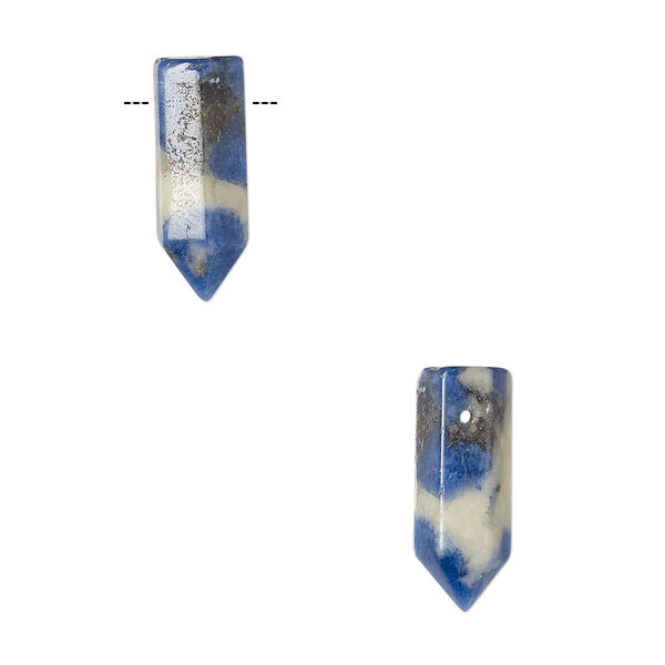 Bead, sodalite (natural), 16x5mm-19x6mm hand-cut point top-drilled, B grade, Mohs hardness 5 to 6. Sold per pkg of 2. image number 0