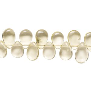 Lemon quartz 1pkg1, hand-cut top-drilled puffed teardrop bead 9 inch 8x6mm-12x7mm
